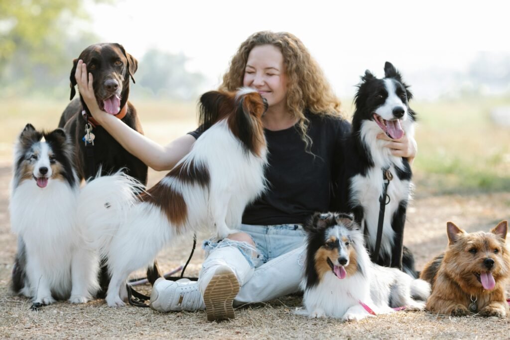 a canine nutritionist spending good time with dogs